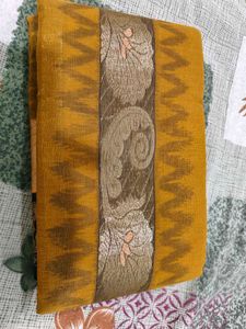 Elegant Mustard Saree with Floral Border