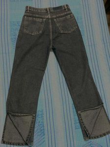 Women's Grey Split Hem Jeans