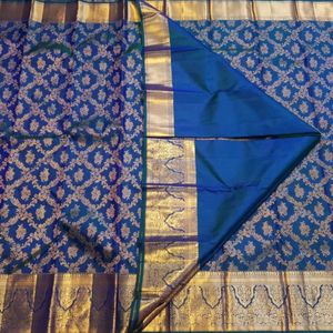 Stunning Royal Blue &amp; Gold Silk Saree
