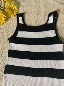 Striped Button-Up Knit Tank Top