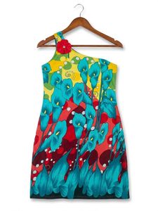 Vibrant Floral One-Shoulder Dress