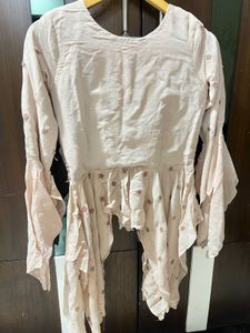 Embroidered Pink Kurti with Beaded Neckline