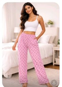 Cute Pink Heart Pajama Bottoms