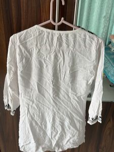 White Kurta with Black Embroidery