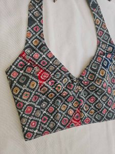 Bandhani halter neck top