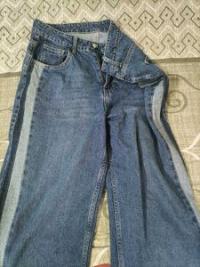 Wide Leg Jeans with Side Stripe Detail