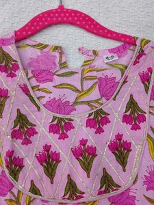 Beautiful Pink Floral Print Kurta Dress