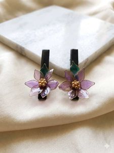 Handmade Floral Resin Hair Clips Set