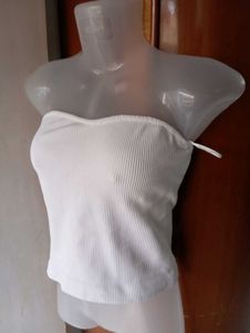 White Ruched Tube Top