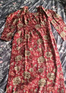 Red Floral Print Kurta Set with Dupatta