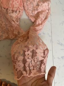 Shein Lace Crop Top with Sleeves