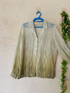 Sheer Olive Green Button-Up