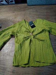 Lime Green Crinkle Top