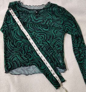 Green M transparent crop top