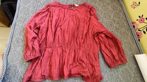 INTRIBE Rust Textured Peplum Top | Size M