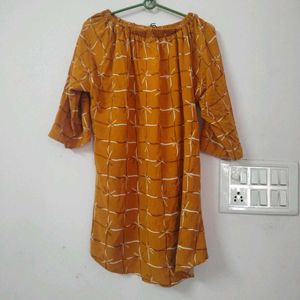 Yellow Printed Kurta 2xl