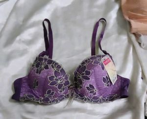 Purple Embroidered Bra