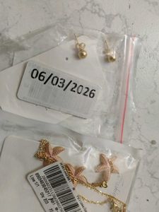 Gold Ball Earrings & Starfish Necklace