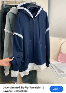 Savana Lace Trim Zip-Up Hoodie