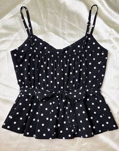 Black Polka Dot Peplum Top