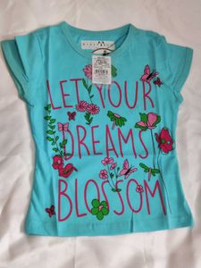 Cute Blue T-Shirt with Floral Print