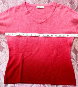 Red pink Ombre V-Neck Sweater