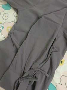 Stylish Purple Button-Up Blouse with Tie Sleeves