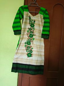 Beautiful Cotton Kurta With Churidar And Dupatta