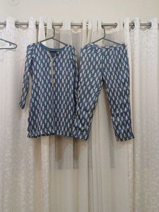 Blue Printed Kurta Set