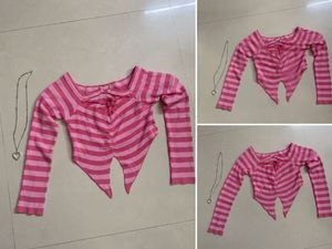 Pink Striped Cropped Top