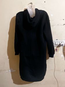 Black Longline Zip-Up Hoodie