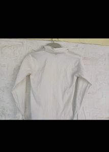 White Textured Collared Button-Up Shirt