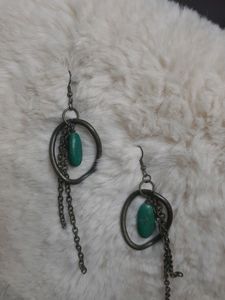 Women Brass Plated Stone Handmade Earrings