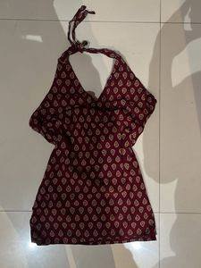 Maroon Paisley Halter Neck Top