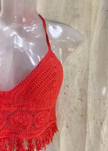 Crochet Halter Neck Crop Top