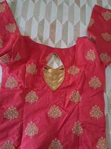 Pink Kurta with Golden print pants