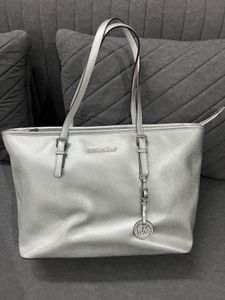 Michael Kors Silver Jet Set Travel Tote Bag