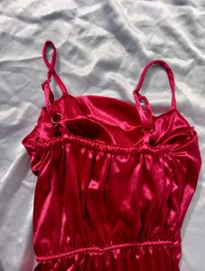 Red  Velvet Cowl Neck Dress