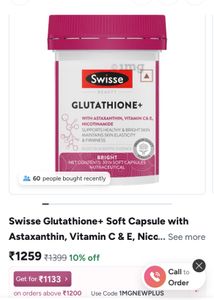 Swisse Glutathione+ Capsules for Bright Skin