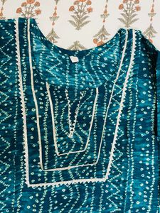 Bandhani Green  Kurta With Gotta Patti