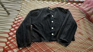 Black Baggy Knit Cardigan Sweater (Trendy Open Sty