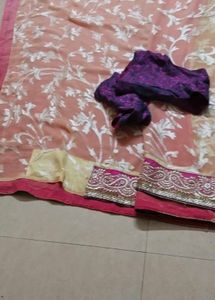 Stunning Pink Embroidered Saree