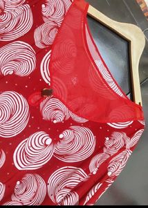 Red 🔴 White Printed Top For 46 Bust