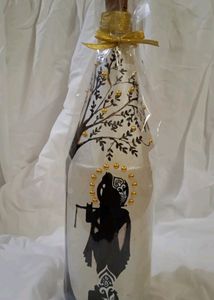 Hand-Painted Krishna Bottle Art