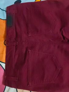 Maroon Straight Fit Premium Jeans