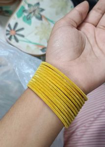 Set of Yellow Velvet Bangles