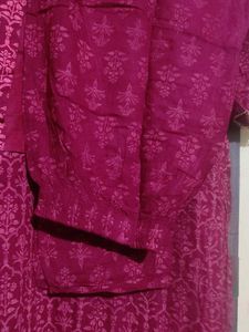Maroon Embroidered Kurta Set with Dupatta