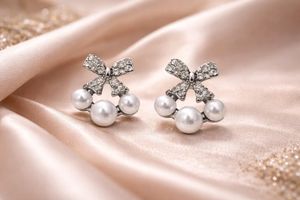 Cute Bow Pearl Drop Earrings