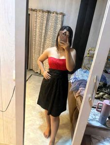 Chic Red &amp; Black Party Dress