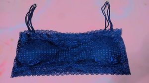 Blue Lace Bandeau Bra